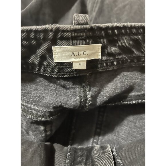 A.L.C. Hunter Black Denim Wash Maxi Skirt Raw Hem Cotton Size 4 Cotton Long - Picture 3 of 6